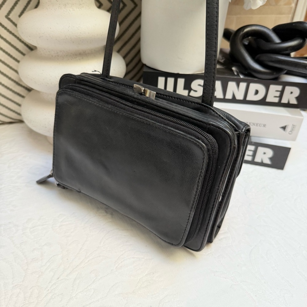 Fossil Black Small Compact  Bag Leather Classic